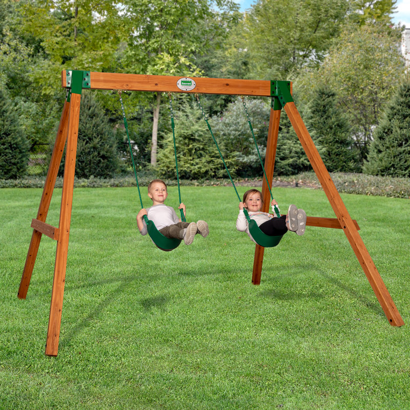 Backyard Discovery Durango Cedar Wood A-Frame Swing Set with Two